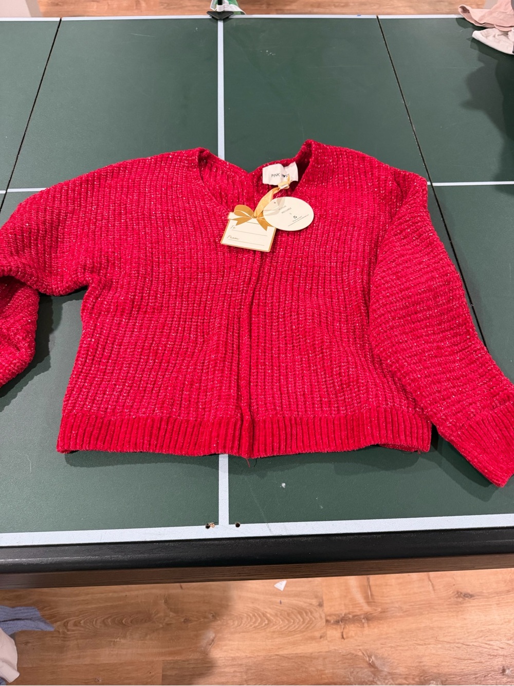 Pink Rose Red V-Neck Ribbed Sweater - Picture 4 of 4